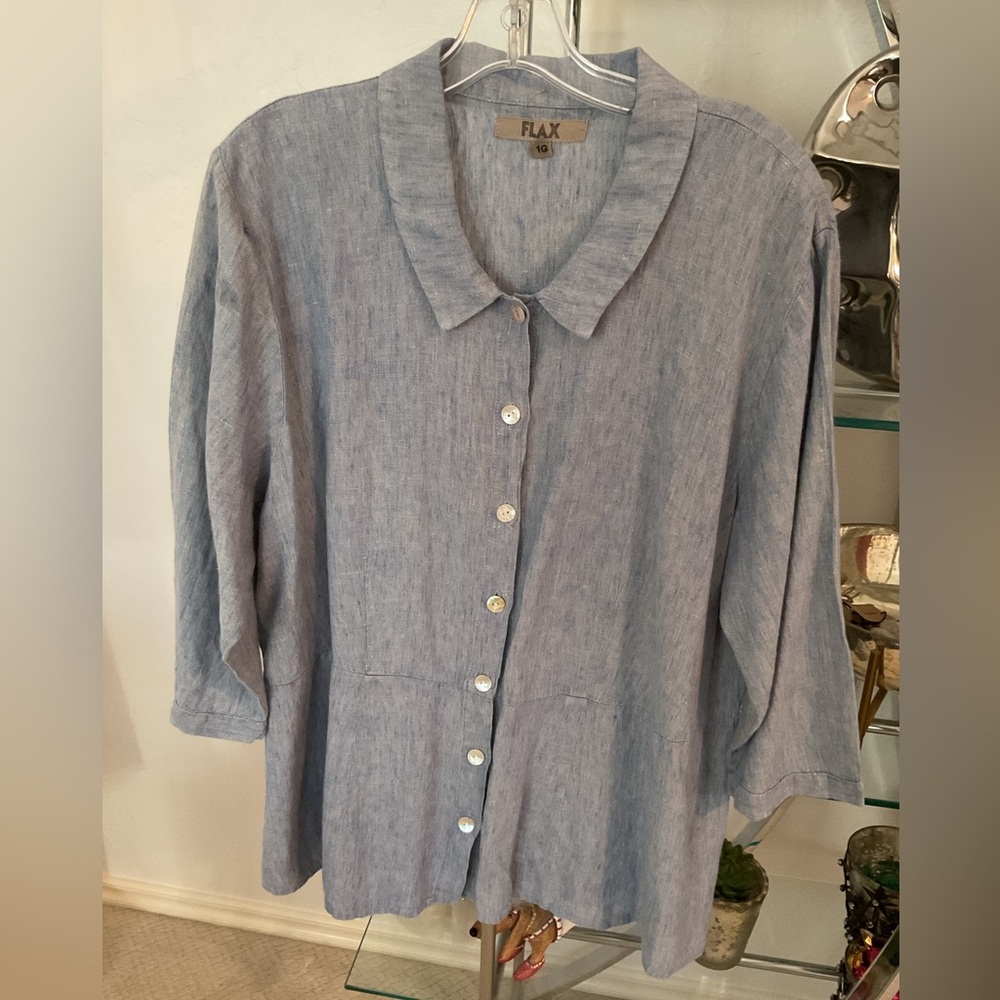 Flax Women's Light Blue Button-Down Shirt